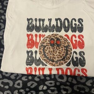 Bulldogs Graphic Dog Shirt - White and Black